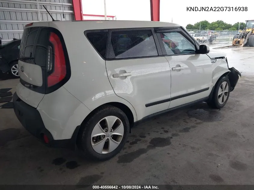 2016 Kia Soul VIN: KNDJN2A22G7316938 Lot: 40556642