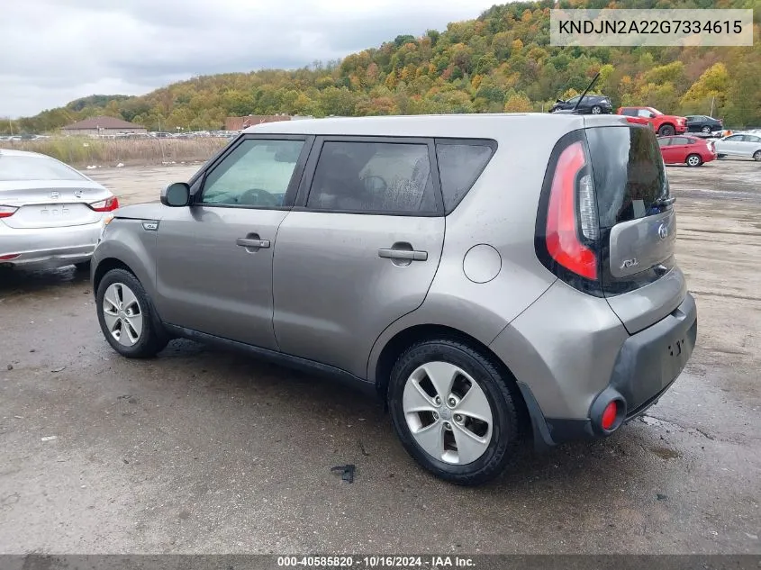 2016 Kia Soul VIN: KNDJN2A22G7334615 Lot: 40585820