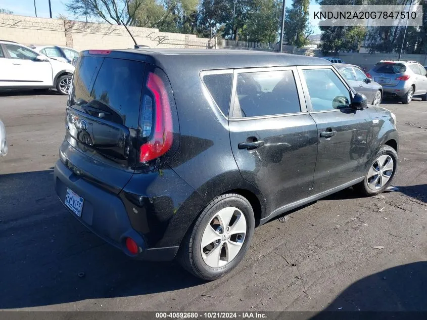 2016 Kia Soul VIN: KNDJN2A20G7847510 Lot: 40592680