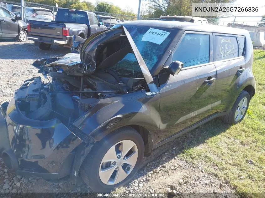 2016 Kia Soul VIN: KNDJN2A26G7266836 Lot: 40594495