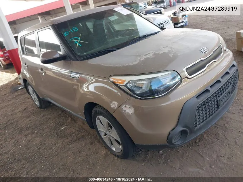 2016 Kia Soul VIN: KNDJN2A24G7289919 Lot: 40634246