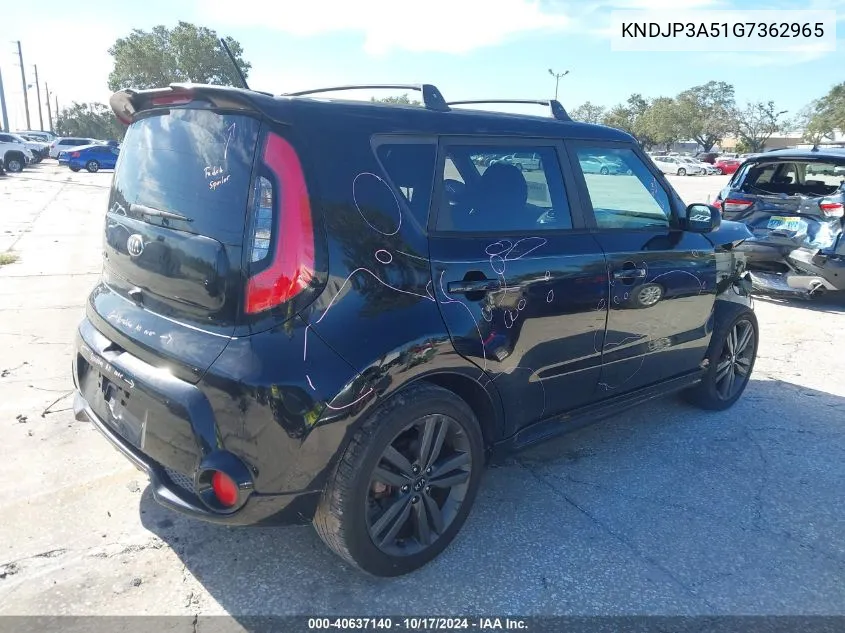 2016 Kia Soul + VIN: KNDJP3A51G7362965 Lot: 40637140