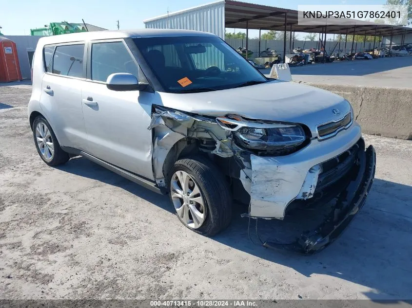 2016 Kia Soul + VIN: KNDJP3A51G7862401 Lot: 40713415