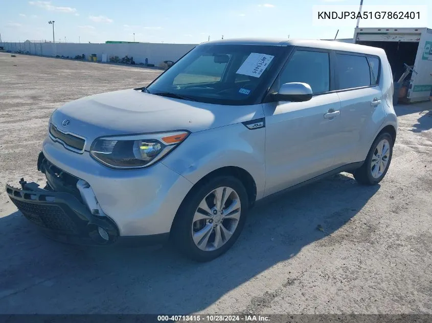 2016 Kia Soul + VIN: KNDJP3A51G7862401 Lot: 40713415