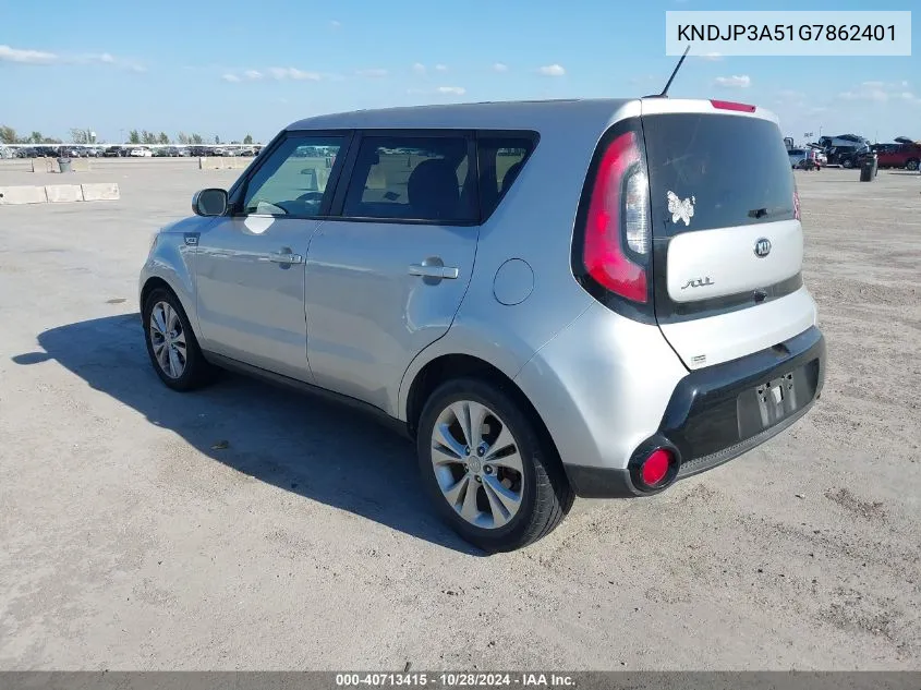 2016 Kia Soul + VIN: KNDJP3A51G7862401 Lot: 40713415