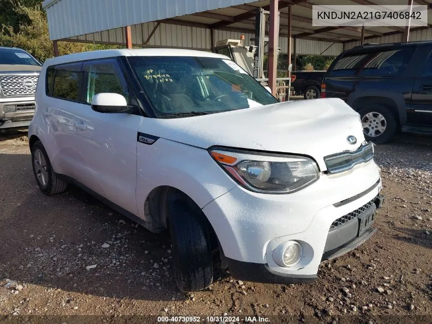 2016 Kia Soul VIN: KNDJN2A21G7406842 Lot: 40730952