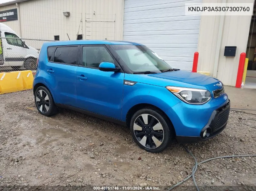 2016 Kia Soul + VIN: KNDJP3A53G7300760 Lot: 40751746