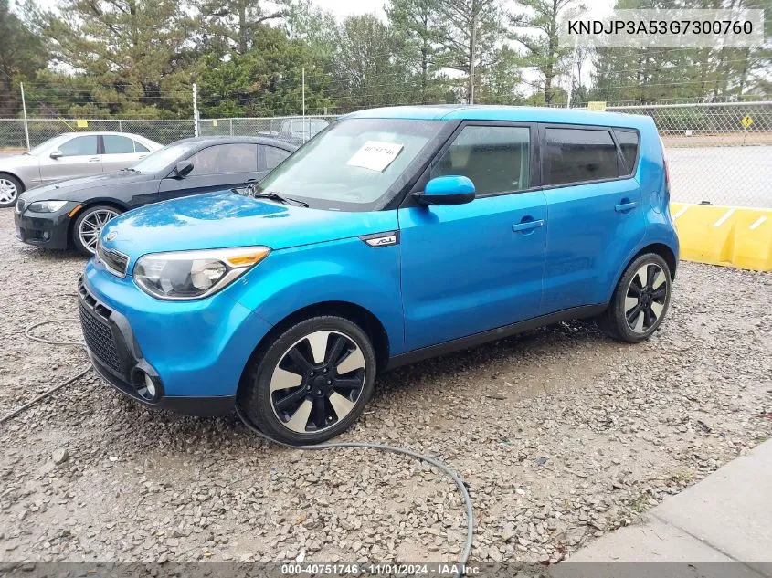 2016 Kia Soul + VIN: KNDJP3A53G7300760 Lot: 40751746