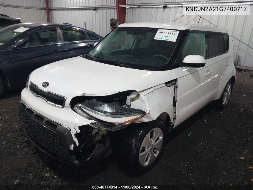 2016 Kia Soul VIN: KNDJN2A21G7400717 Lot: 40774314