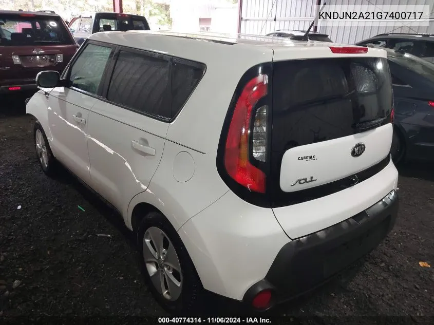 2016 Kia Soul VIN: KNDJN2A21G7400717 Lot: 40774314