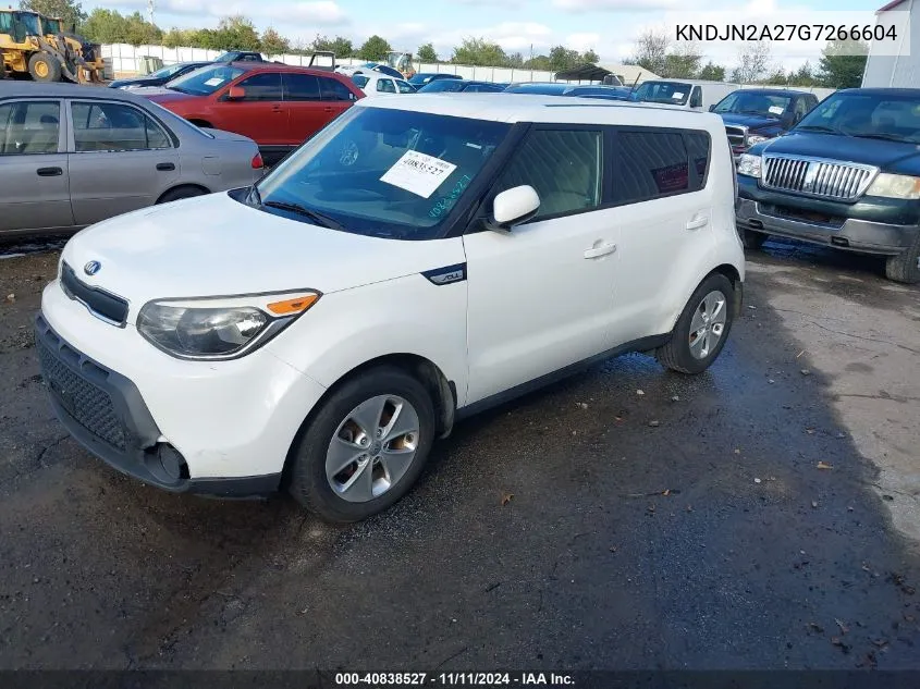 2016 Kia Soul VIN: KNDJN2A27G7266604 Lot: 40838527