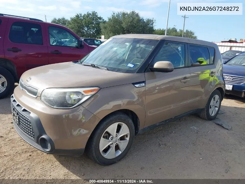 2016 Kia Soul VIN: KNDJN2A26G7248272 Lot: 40849934