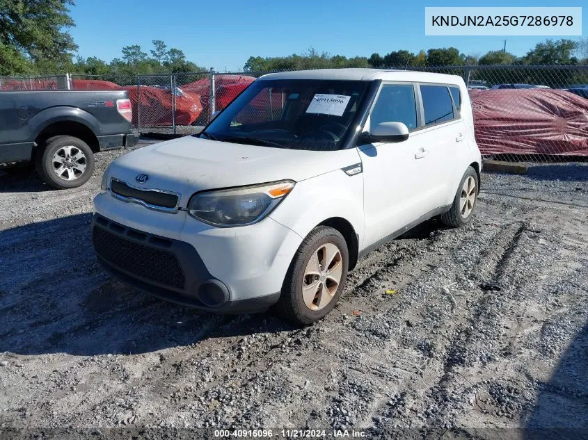 2016 Kia Soul VIN: KNDJN2A25G7286978 Lot: 40915096