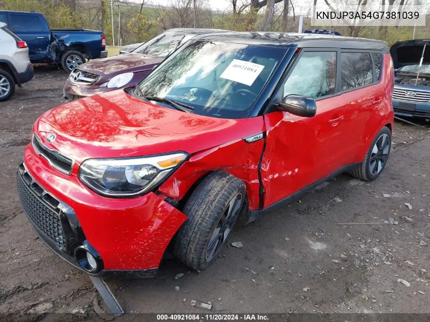 2016 Kia Soul + VIN: KNDJP3A54G7381039 Lot: 40921084