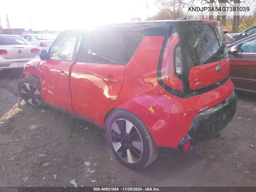 2016 Kia Soul + VIN: KNDJP3A54G7381039 Lot: 40921084