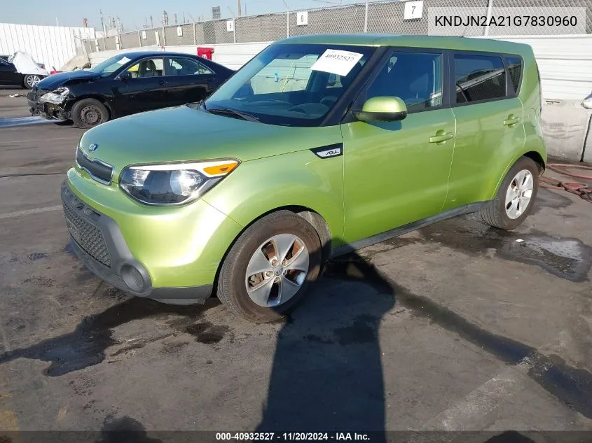 2016 Kia Soul VIN: KNDJN2A21G7830960 Lot: 40932527