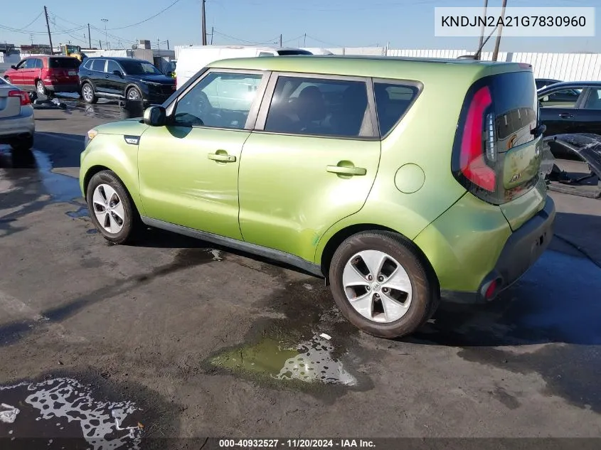 2016 Kia Soul VIN: KNDJN2A21G7830960 Lot: 40932527