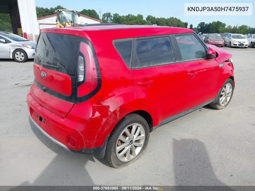 2017 Kia Soul + VIN: KNDJP3A50H7475937 Lot: 37693965