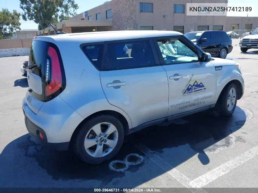 2017 Kia Soul VIN: KNDJN2A25H7412189 Lot: 39646731