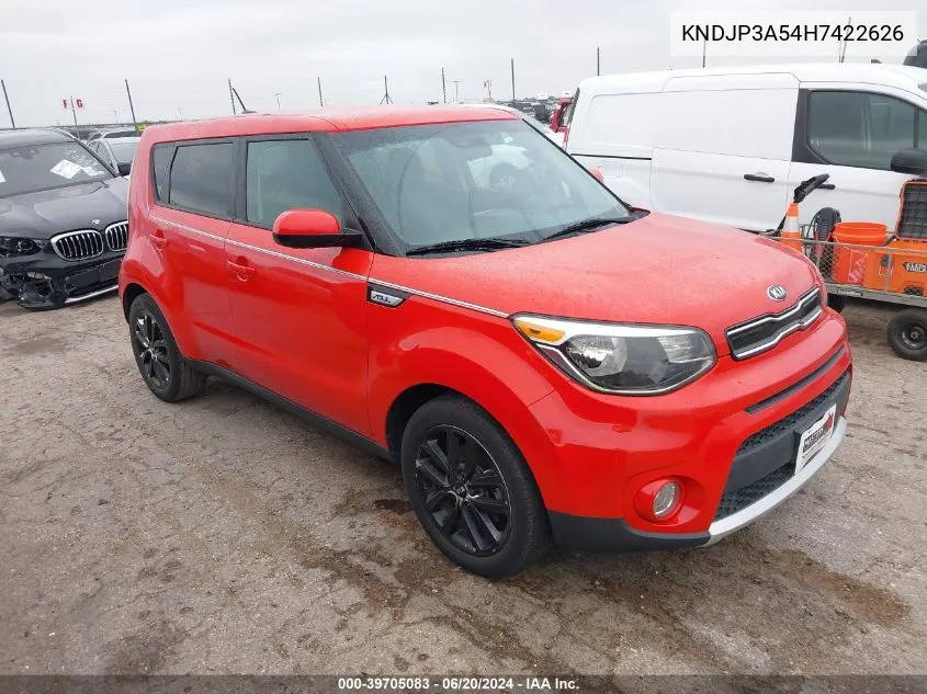 2017 Kia Soul + VIN: KNDJP3A54H7422626 Lot: 39705083