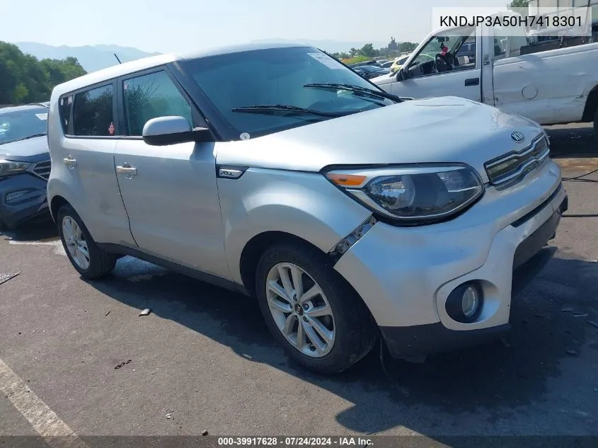 2017 Kia Soul + VIN: KNDJP3A50H7418301 Lot: 39917628