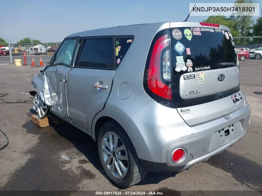 2017 Kia Soul + VIN: KNDJP3A50H7418301 Lot: 39917628