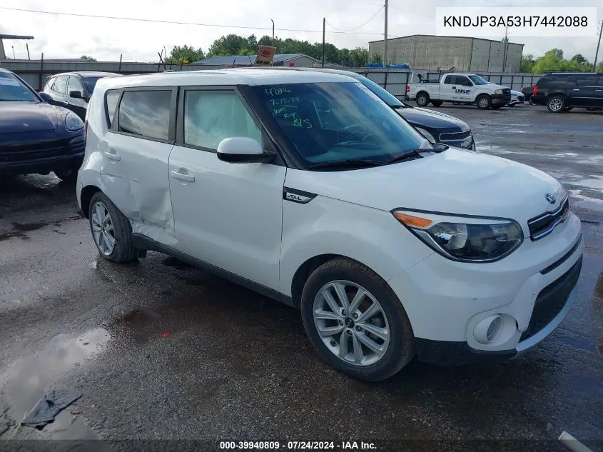 2017 Kia Soul + VIN: KNDJP3A53H7442088 Lot: 39940809