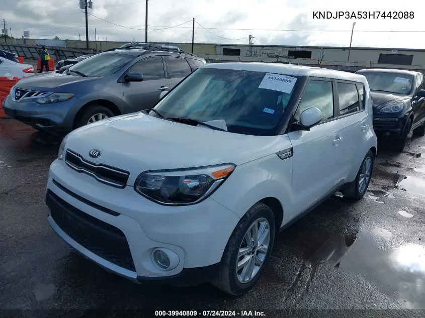 2017 Kia Soul + VIN: KNDJP3A53H7442088 Lot: 39940809