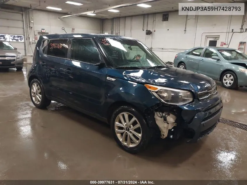 2017 Kia Soul + VIN: KNDJP3A59H7428793 Lot: 39977631