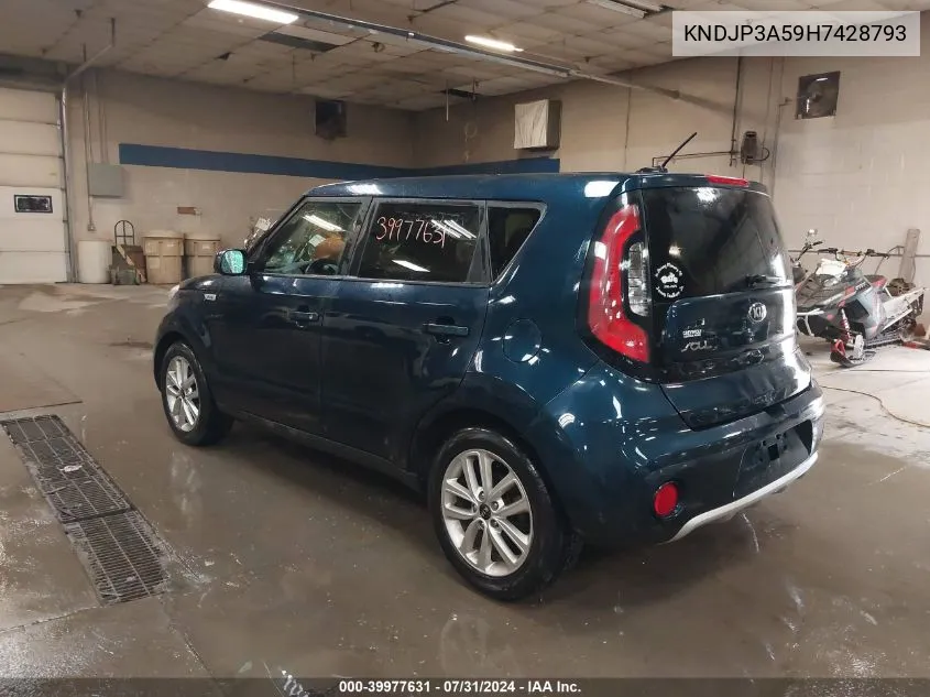 2017 Kia Soul + VIN: KNDJP3A59H7428793 Lot: 39977631