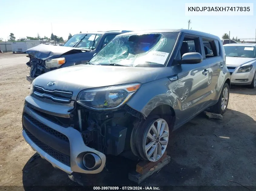 2017 Kia Soul + VIN: KNDJP3A5XH7417835 Lot: 39978099