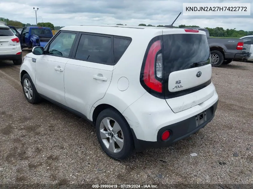 2017 Kia Soul VIN: KNDJN2A27H7422772 Lot: 39980419