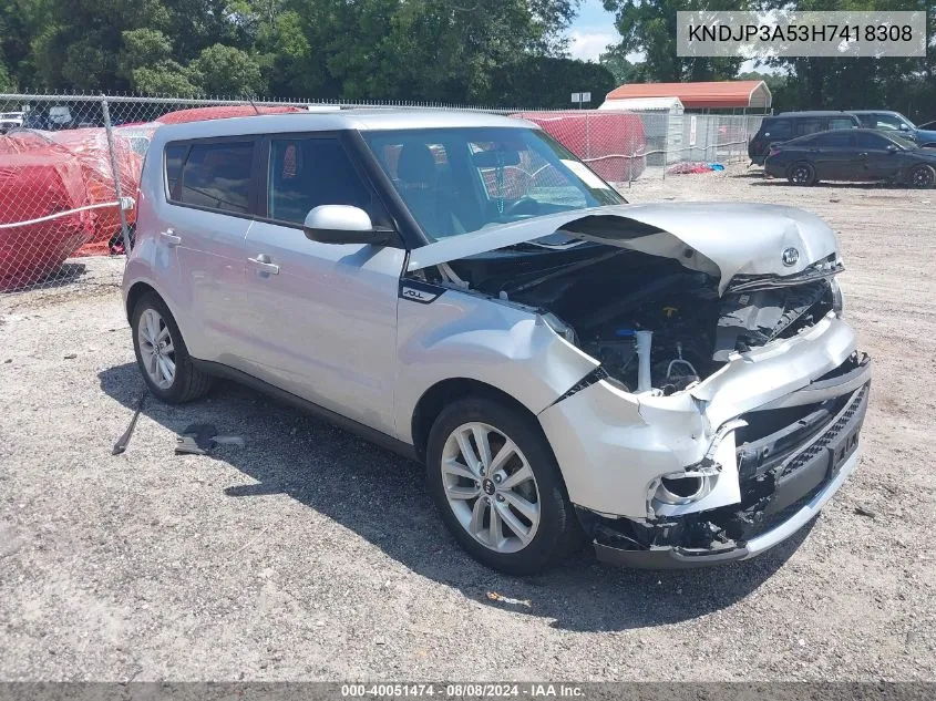 2017 Kia Soul + VIN: KNDJP3A53H7418308 Lot: 40051474