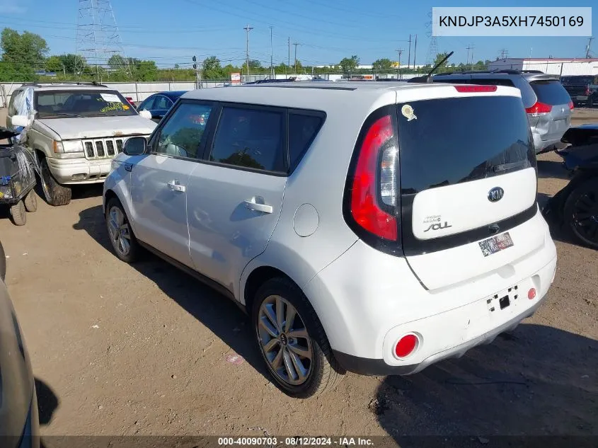 2017 Kia Soul + VIN: KNDJP3A5XH7450169 Lot: 40090703