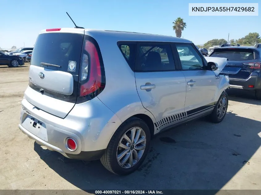 2017 Kia Soul + VIN: KNDJP3A55H7429682 Lot: 40097021