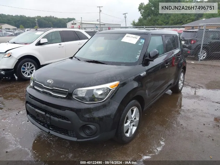 2017 Kia Soul VIN: KNDJN2A26H7496751 Lot: 40122490