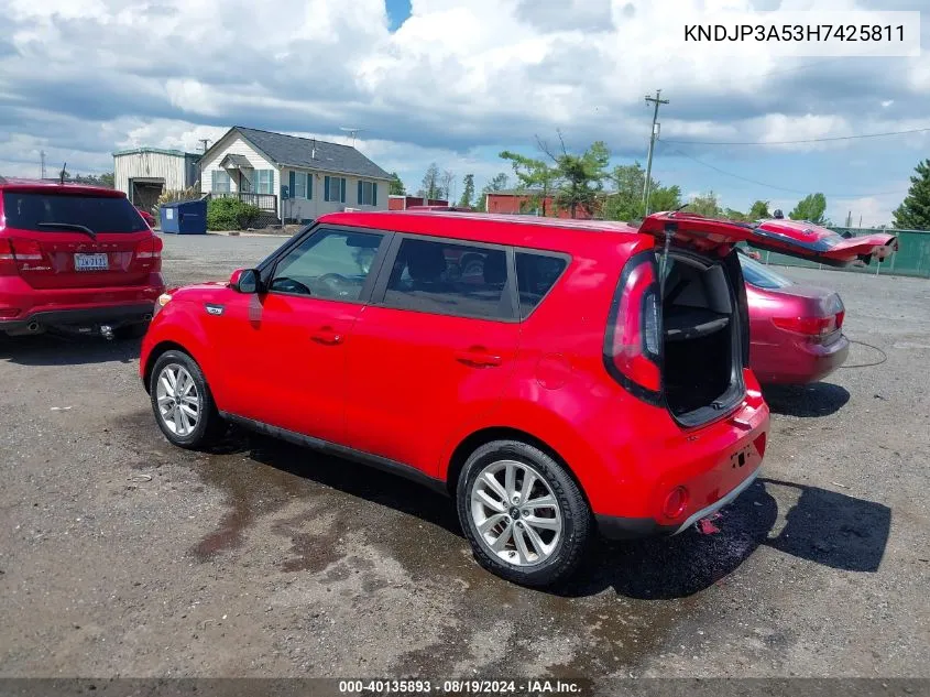 2017 Kia Soul + VIN: KNDJP3A53H7425811 Lot: 40135893