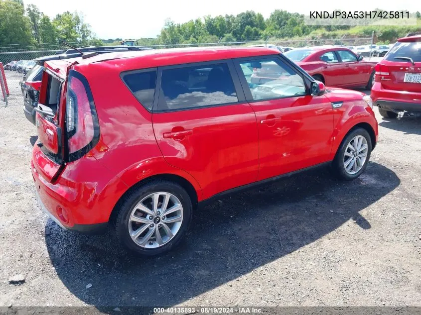 2017 Kia Soul + VIN: KNDJP3A53H7425811 Lot: 40135893