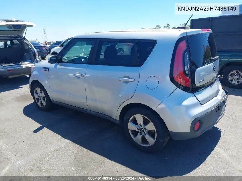 2017 Kia Soul VIN: KNDJN2A29H7435149 Lot: 40146314