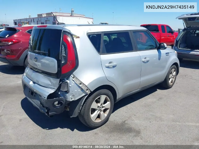 2017 Kia Soul VIN: KNDJN2A29H7435149 Lot: 40146314