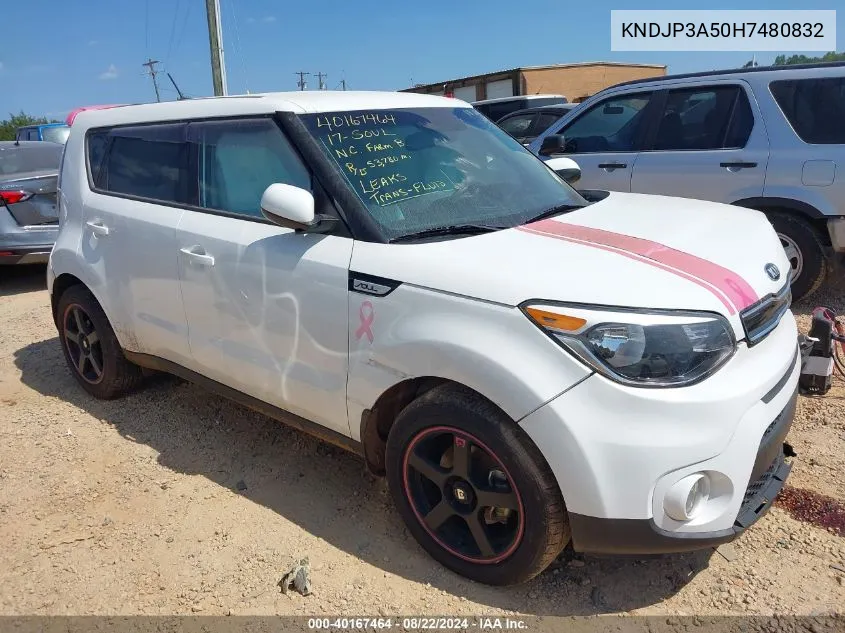 2017 Kia Soul + VIN: KNDJP3A50H7480832 Lot: 40167464