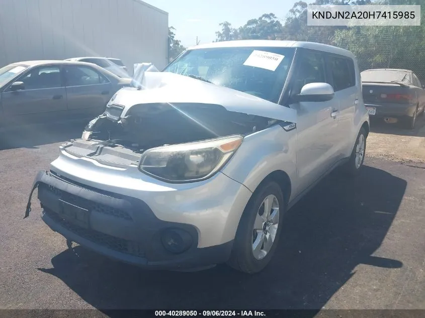 2017 Kia Soul VIN: KNDJN2A20H7415985 Lot: 40289050