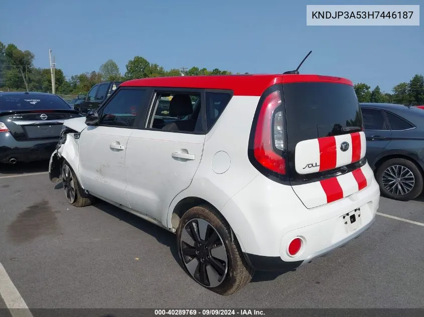 2017 Kia Soul + VIN: KNDJP3A53H7446187 Lot: 40289769