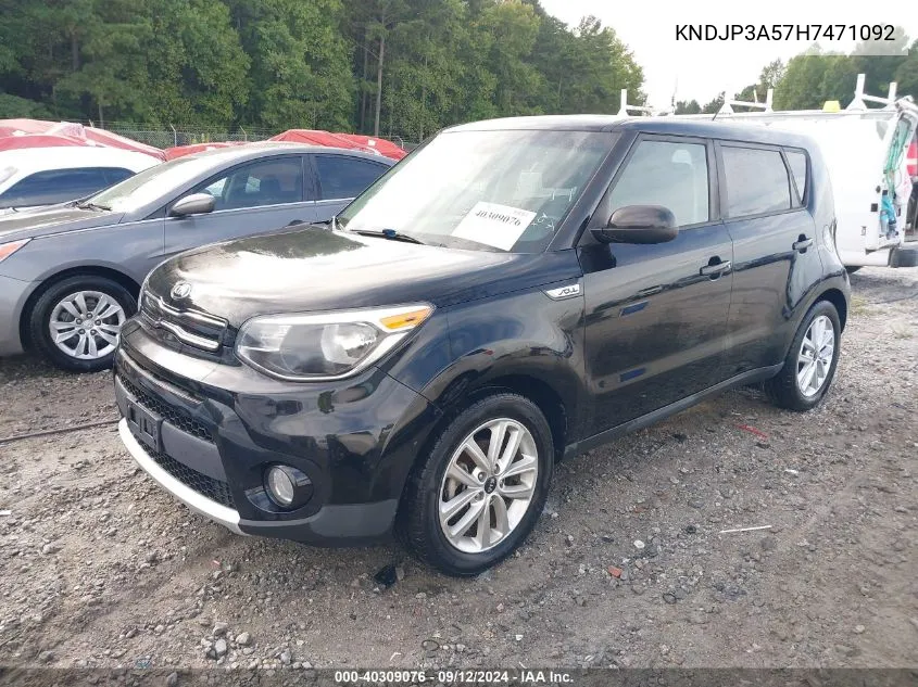 2017 Kia Soul + VIN: KNDJP3A57H7471092 Lot: 40309076