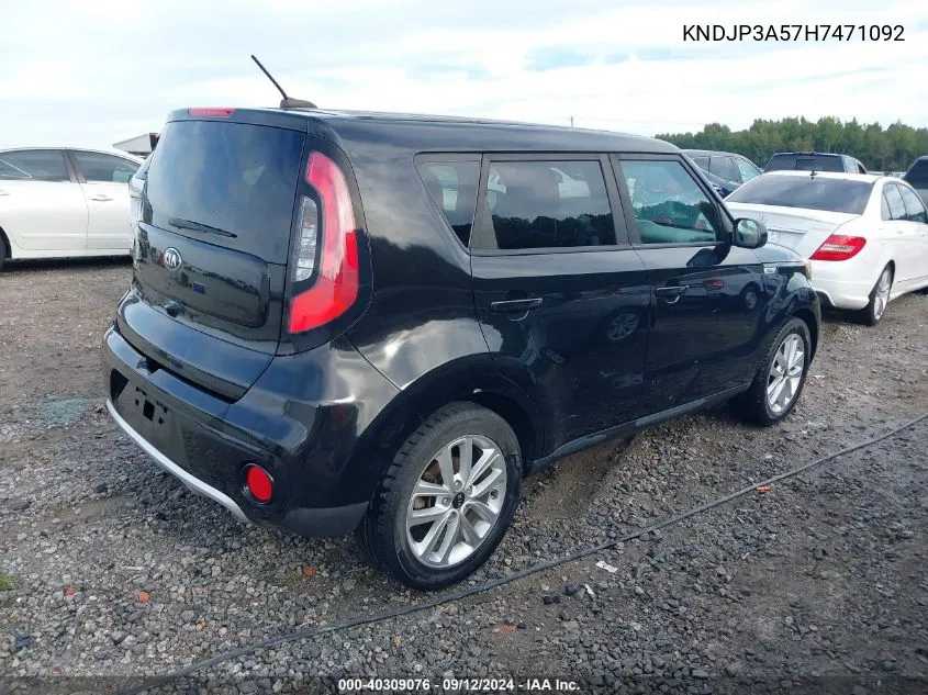 2017 Kia Soul + VIN: KNDJP3A57H7471092 Lot: 40309076