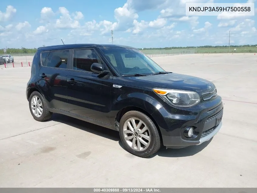 2017 Kia Soul + VIN: KNDJP3A59H7500558 Lot: 40309888