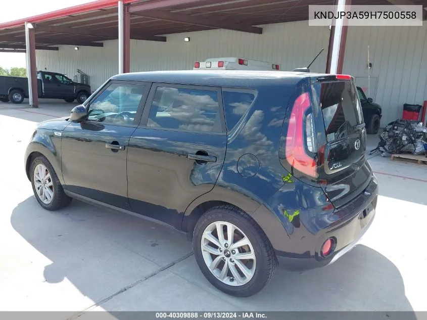 2017 Kia Soul + VIN: KNDJP3A59H7500558 Lot: 40309888