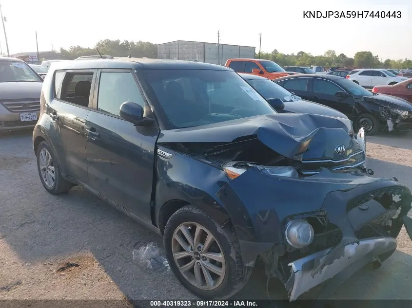 2017 Kia Soul + VIN: KNDJP3A59H7440443 Lot: 40319323