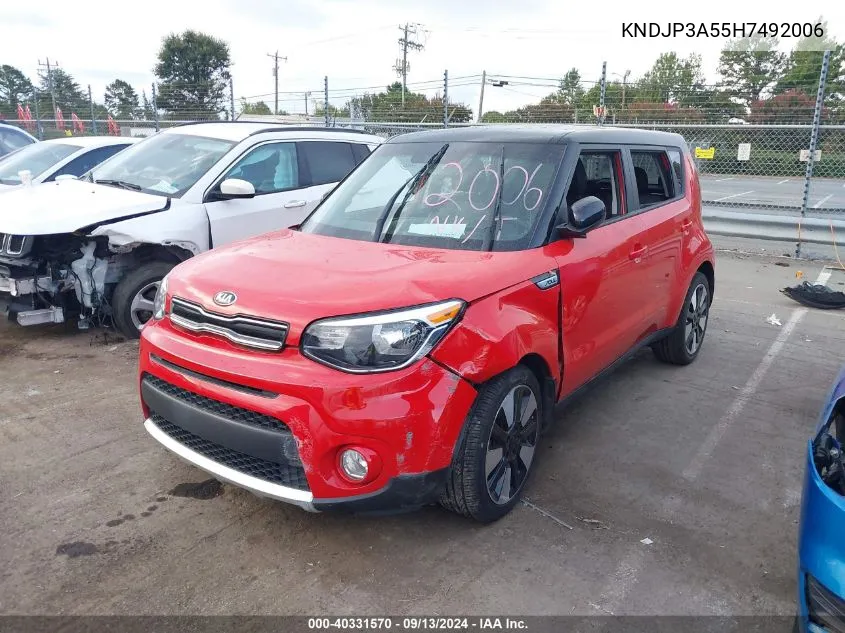 2017 Kia Soul + VIN: KNDJP3A55H7492006 Lot: 40331570