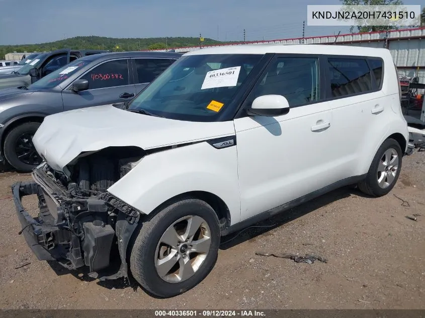 KNDJN2A20H7431510 2017 Kia Soul